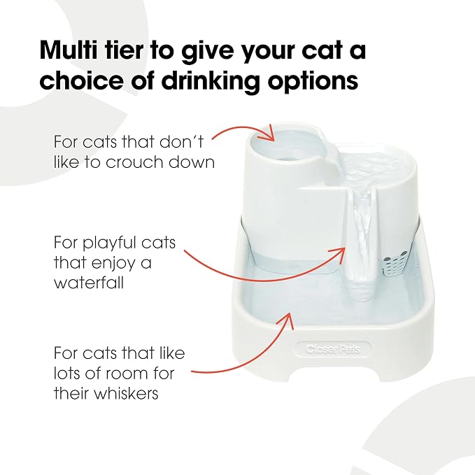 Cat Mate Genuine Pet Fountain 3-Level Fountain, Polymer-Carbon Filter, Super-Quiet Isolated Pump System… - Image 2