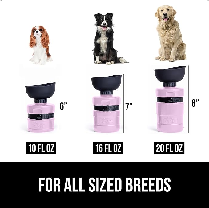 GORILLA GRIP Dog Water Bottle, Portable Water Bowl Dispenser for Dogs, 16 oz Leak Proof Pet Travel Squeeze Bottles, Food Grade Silicone, to Go Puppy Essentials, Hiking Camping Trip Accessories, Pink - Image 6