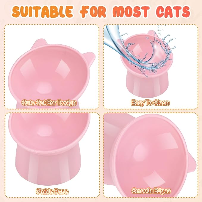 3 Pcs Elevated Cat Bowls 15° Raised Cat Bowl with Silicone Mat | Whisker Friendly Anti Vomiting Cats Dishes Pet Food and Water Bowls for Indoor Cats Kittens - Image 3