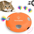 Cat Toys, Rechargeable Interactive Cat Toy, Orange | Smart Sensor Pop-Up Feather Toy with 7 Holes, USB Powered Automatic Kitten Toy for Indoor Cats by Scsuupoeecattoys