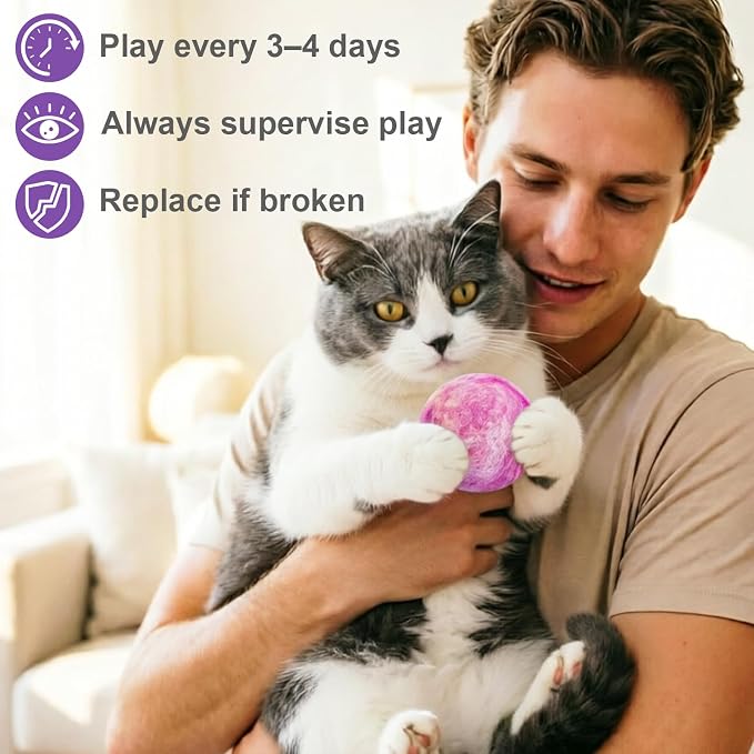 Retro Shaw Catnip Toys Balls with Bell Inside, Wool Yarn Cat Balls, 6 Pack | Interactive Durable Kitten Balls, For Indoor Cats, Kitten Teething Toys, Natural Catnip Toys for Bored Cats - Image 7