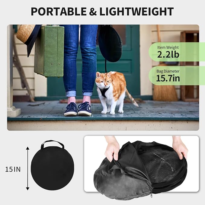 Cat Tent Outdoor, Pet Enclosure Tent Suitable for Cats and Small Animals, Indoor Playpen Portable Exercise Tent with Carry Bag(Pet Tent& Tunnel) S | Pop Up Catio, Waterproof PE Base, Anti-Bug Mesh, Firm Steel Rods, Kitten Small Animal Travel Yard Gear,... - Image 7