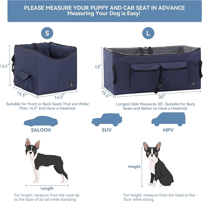 A 4 Pet Dog Car Seat for Small Dog, Booster Travel Pet Seat with Safety Seat Belts & Storage Bags, Portable Comfortable Pet Seat for Dogs Under 25 lbs - Image 6