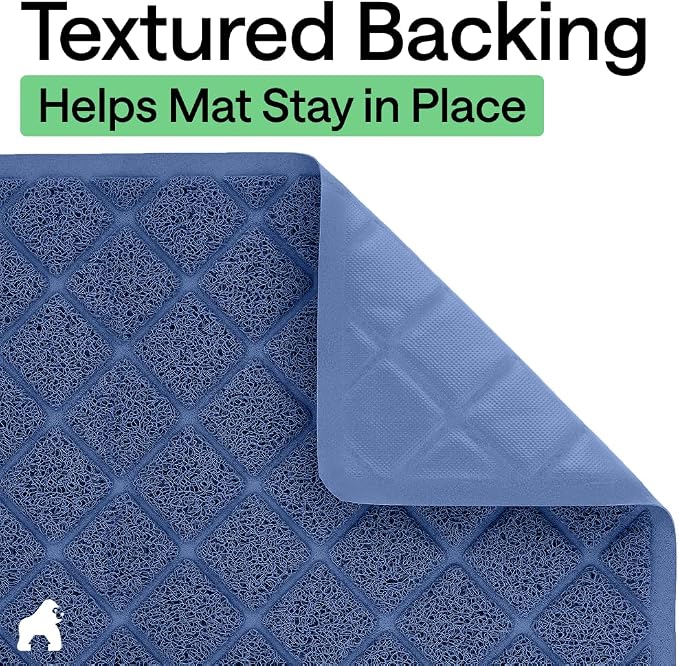 GORILLA GRIP Cat Litter Box Mat, 47x35, Cushioned Coil Mesh Litter Trapping Mats, Scatter Control Supplies for Less Mess, Phthalate Free, Ultra Deep Catch Grooves, Rinse or Vacuum to Clean, Navy Blue - Image 4