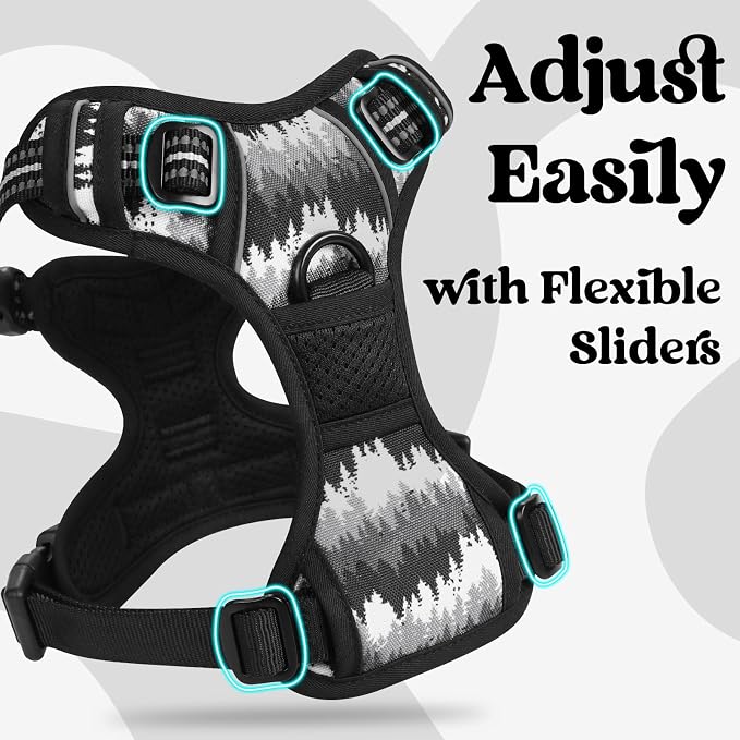 rabbitgoo Dog Harness Small Sized, Updated Easy On & Off with 3 Buckles | No Pull No Choke, Walking with 2 Clips and Handle, Adjustable Soft Reflective, Mountain Black, Small - Image 4