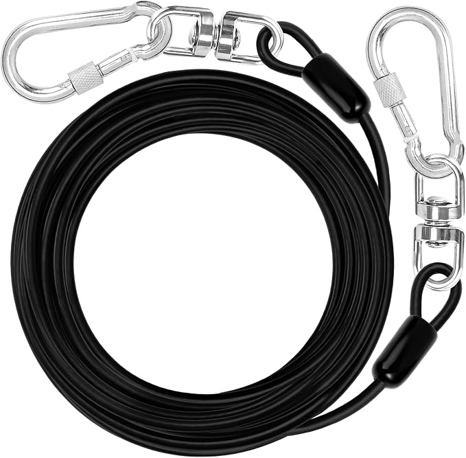 jenico Dog Tie Out Cable: 20 ft Dog Leads for Yard Heavy Duty | Dog Chain Leash for Small Large Dogs Up to 500 lbs - Outdoor Dog Runner Tether for Yard Camping Backyard by jenico