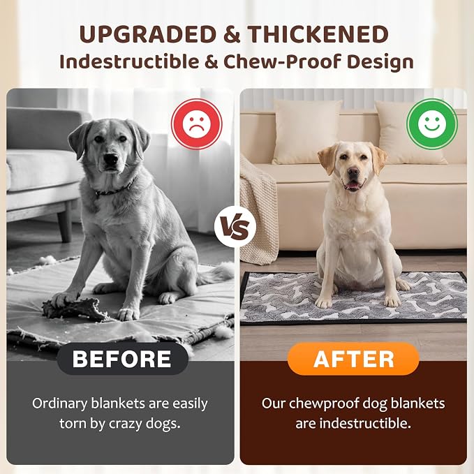 25"x35" Double-Sided Chew Proof Dog Blanket for Sofa Bed Dog Crate | Indestructible Dog Blanket for Aggressive Chewers, Flannel Tear-Resistant & Waterproof Pet Throw Blanket Furniture Protector - Image 6
