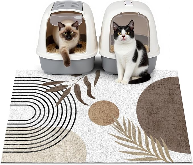 Cat Litter Mat Litter Trapping Mat, 33"x22" Waterproof Urine Proof Litter Box Mat Catcher Mat Non-Slip Washable for Kitty Kitten, Brown by Unknown
