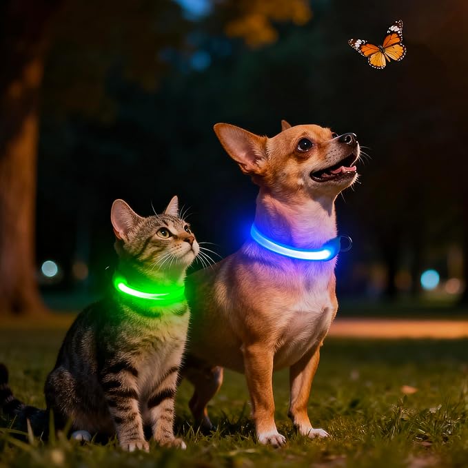 Light up Collar for Small Dog,Vizpet XS Adjustable Size Nylon Led Collar | USB Rechargeable Bright Safety Pet Collar for Cats Small Dogs (Blue, X-Small[ 8.66-11.9 inch/22cm-30cm]) - Image 7