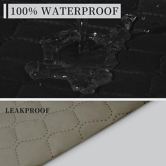 ISSUNTEX Double Protection 100% Waterproof Chair Sofa Cover for Living Room, Reversible Furniture Protector for Dogs, Pets, Kids (Chair, Black/Beige) - Image 3