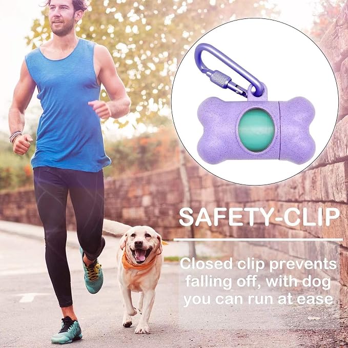 Dog Poop Bags Holder Dispenser with Leak-Proof Scented Doggy Waste Bags and Carabiner Plus Hook and Loop Fastener Never Loose on Leash Lead Again (Purple, 1 Holder 195 Bags) - Image 2