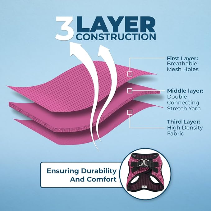 Voyager Step-in Air Dog Vest Harness - Fuchsia 2-Tone, Large | 18- 20.5" in Chest, Reflective Bands, All Weather Breathable Air Mesh, Cats Compatible, Lightweight, Fast Drying - Image 5