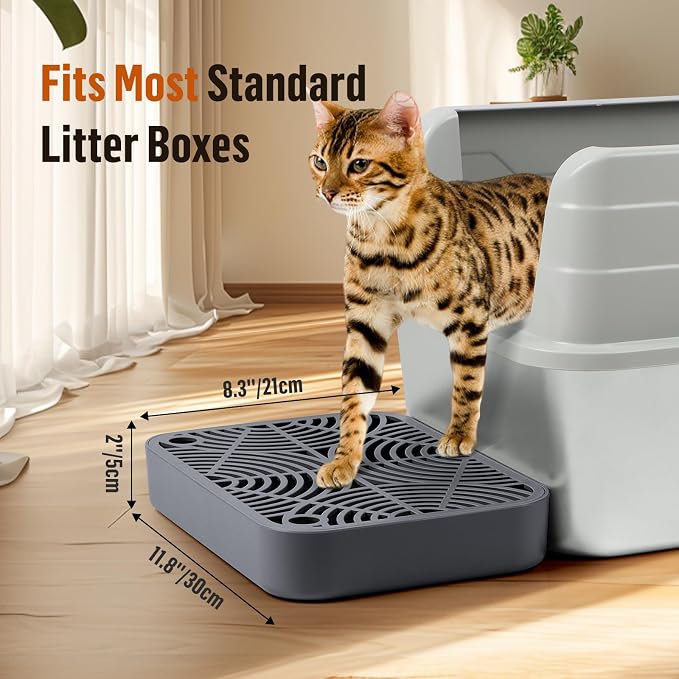Cat Litter Box Step Non-Slip Cat Step with Filter Function, Dark Grey | Double Layer Litter Box Ramp for Kitten & Elderly Cats, Litter Catcher for Automatic Cat Litter Box, Easy to Clean - Image 2