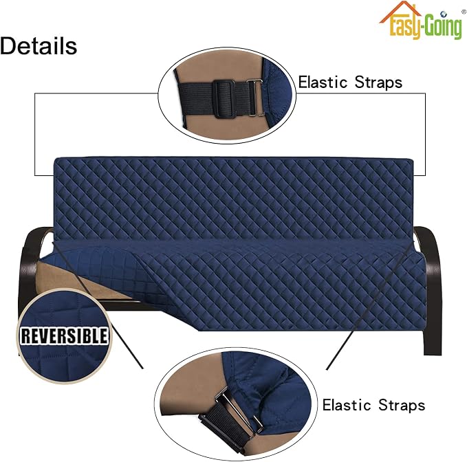 Easy-Going Reversible Couch Cover, Large Futon Sofa, Navy/Navy | Machine Washable Slipcover For Dogs, Water Resistant Furniture Mat For Living Room, Non-Slip Sofa Cover, Pet Friendly - Image 3