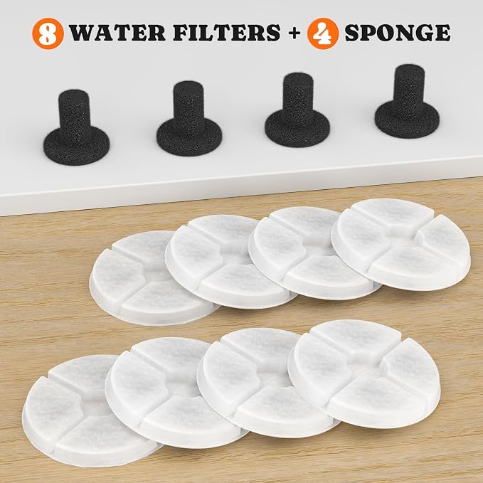 Pawtners Dog Water Fountain, 8 Replacement Filters for 10in/6.7in Fountain | Multiple Filtration, filter out hair, dust, debris and adsorb heavy metal ions, Suitable for Small Medium Large Dogs Cats Pet - Image 7