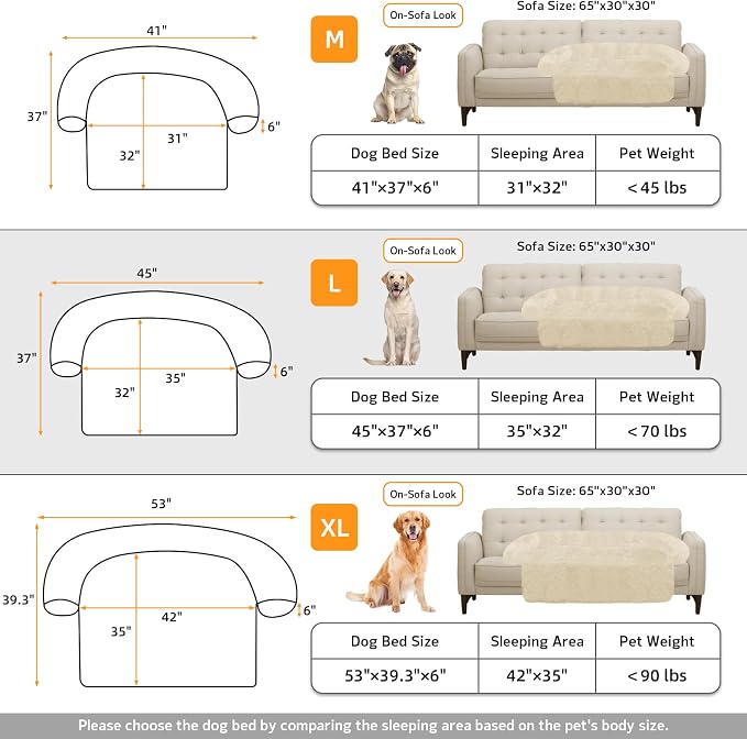 Calming Dog Bed Fluffy Plush Dog Mat for Furniture Protector with Removable Washable Cover for Large Medium Small Dogs and Cats (Large, Beige) - Image 5