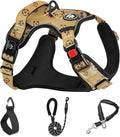 NESTROAD No Pull Dog Harness,Adjustable Oxford Dog Vest Harness with Leash,Reflective No-Choke Pet Harness with Easy Control Soft Handle for Large Dogs(Large,Light Brown) by NESTROAD