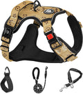NESTROAD No Pull Dog Harness,Adjustable Oxford Dog Vest Harness with Leash,Reflective No-Choke Pet Harness with Easy Control Soft Handle for Medium Dogs(Medium,Light Brown) by NESTROAD