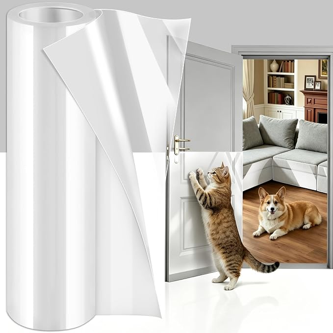 Anti Cat Scratch Furniture Protector, Couch Protector from Cat Claws, Transparent Sofa Guard Shield Single Sided Sticky Cats Scratch Deterrent Tape Couch Corner Guard, 196.85"x15.74" 1 Pack by Anelueeoo