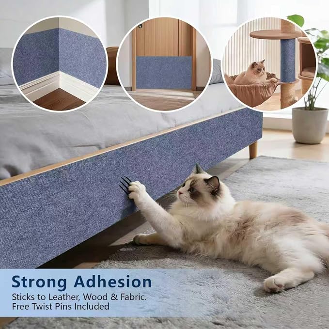 Scratch Pad for Cats 78.7x15.8 Inch Self-Adhesive Trimmable Anti Scratch Cat Pad – Furniture Protector for Couch Sofa Wall Door(Dark Gray) - Image 4