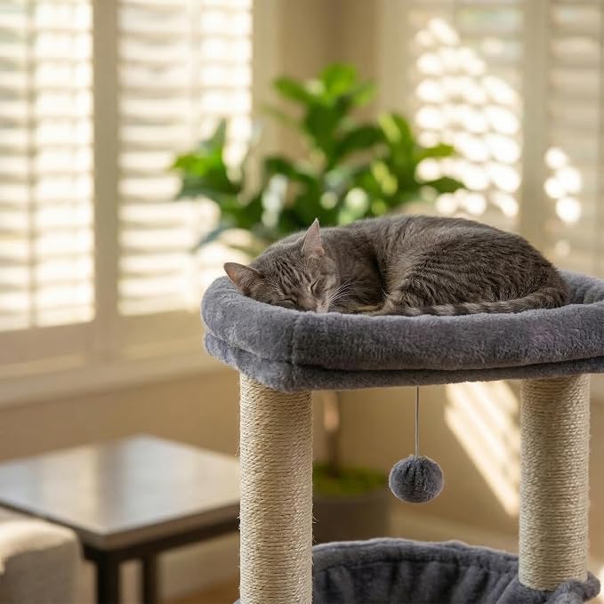 Fashion Design 43.3" Cat Trees with Cat Houses,Grey - Image 7