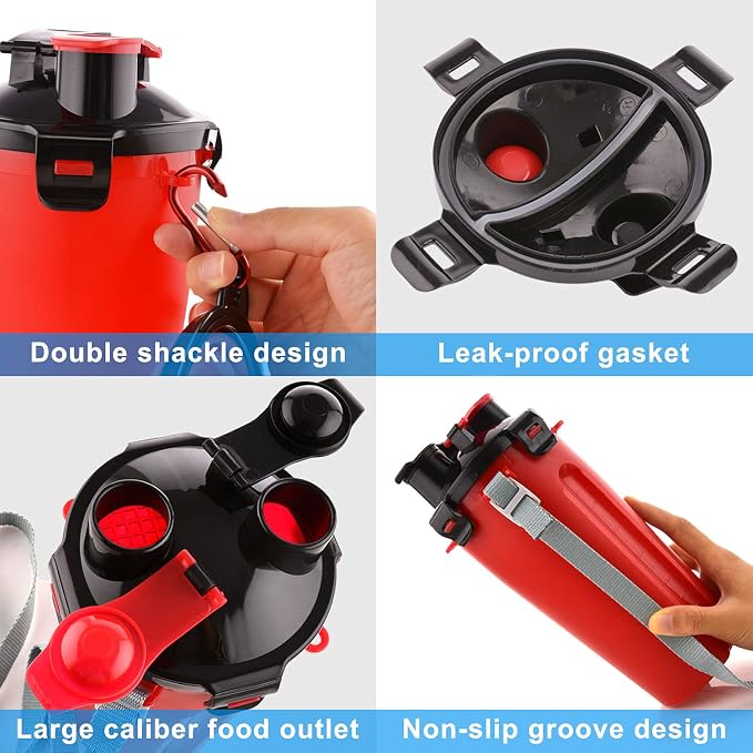 Dog Travel Water Bottle Collapsible Bowls, 2 in 1 Pet Food Container with Collapse Bowls, Outdoor Portable Water Bowls for Walking, Traveling, Camping and Hiking (Red) - Image 5