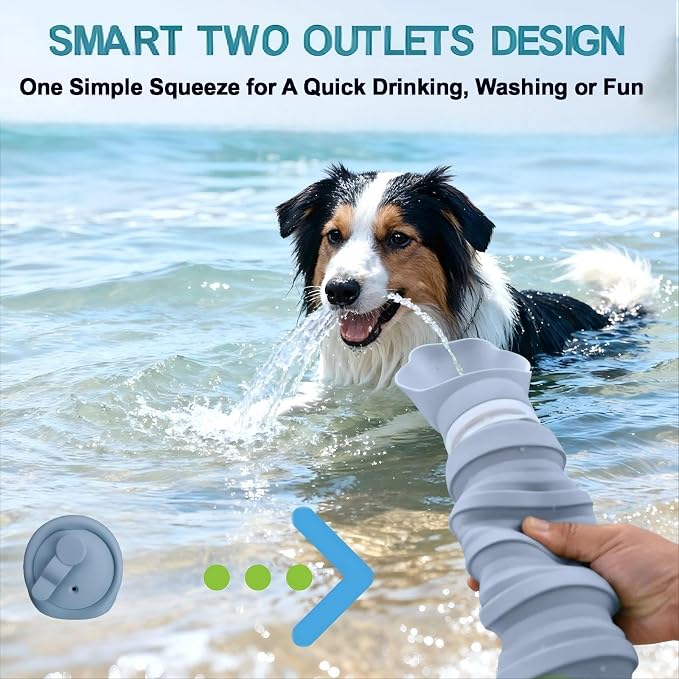 Dog Water Bottle Collapsible & Portable Squeeze, 9oz-17oz Water Dispenser & Folding Bowl,5 Levels Capacity in 1,Carabiner Clip,100% Food-Grade Silicone, Outdoor Walking,Hiking,Travel | Five adjustable capacities, leak-proof design, and BPA-free silicon... - Image 9