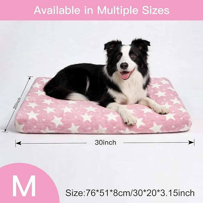 Orthopedic Dog Bed for Large Dogs, Washable Dog Mat with Removable Zippered Cover, Non-Slip Bottom, Comfort Crate Bed (Big&Little Stars Pink, M(30"*20"*3.1")) - Image 6