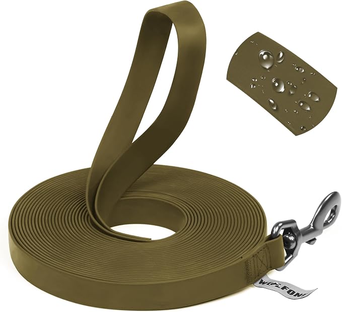 Wolfone Waterproof Dog Leash 40FT Long Line Recall Training Lead | Outdoor Dog Leash: Waterproof PVC coated training rope with easy clean design great for recall, swimming and adventures by Wolfonepetsupplies