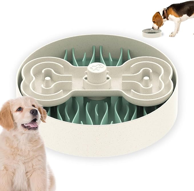 Puzzle Feeder Slow Feeder Dog Bowl for Large Dogs with Non-Slip Base - Adjustable Speed Design, Removable Puzzle Inserts & Dishwasher Safe, Green by PuzzleFeeder
