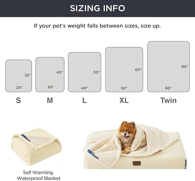 Bedsure Self Warming Dog Blanket for Medium Dogs Waterproof - 30"X40" White | Soft Plush Sherpa Fleece Cat Puppy Blanket Washable for Couch Protector Reversible, Cozy Calming Throw Warm for Pet - Image 6