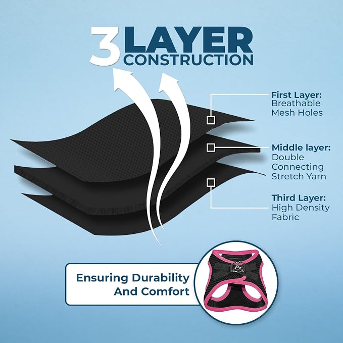 Voyager Step-in Air Dog Vest Harness - Black/Pink Trim, X-Small | 13 - 14.5" in Chest, Reflective Bands, All Weather Breathable Air Mesh, Cats Compatible, Lightweight, Fast Drying - Image 5