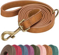 Didog PU Leather Dog Leash for Medium Large Dogs, 3/4in x 5ft, Light Brown | Soft Grip Full Control, Easy Clean, Metal D-ring for Poop Bag Holder, Tangle-Free 360° Swivel Clasp, for Walking & Training by Didog
