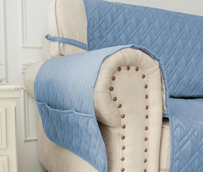 Ameritex Waterproof Nonslip Recliner Cover Stay in Place, Dog Chair Cover Furniture Protector, Ideal Recliner Slipcovers for Pets and Kids (Stoneblue, 30") - Image 7