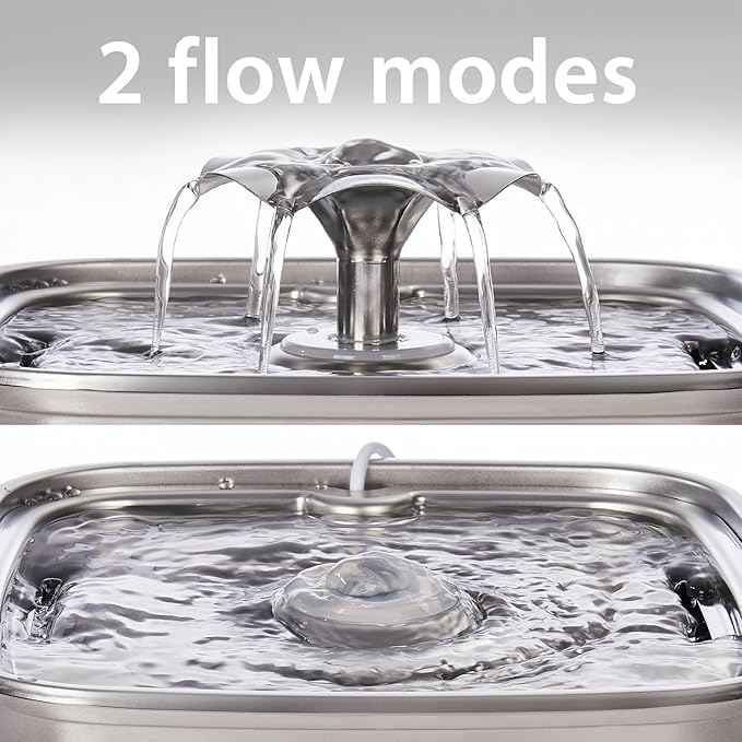 Veken Innovation Award Winner Stainless Steel Cat Water Fountain, 108oz | Automatic Pet Fountain Dog Water Dispenser with 6 Replacement Filters & Silicone Mat for Cats, Dogs, Multiple Pets (Silver) - Image 7