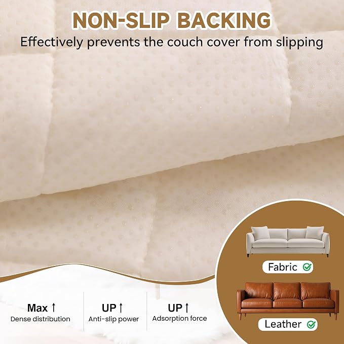 OTOB Washable Couch Covers for 3 Cushion Sofa Non Slip Pet Dog Sofa Cover | Coffee, 27.6" x 82.7", All Seasons, Soft Fuzzy Plush, Couch Protector for Dogs, Breathable, Thick Wear-Resistant - Image 6