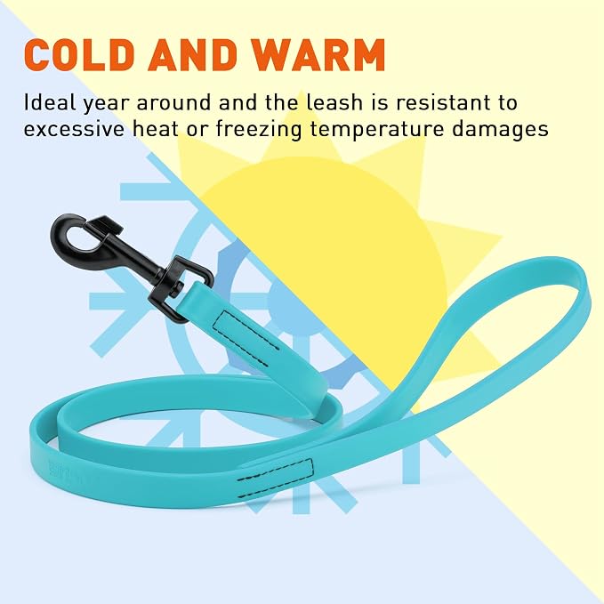 Dogline Biothane Waterproof Dog Leash Strong Coated Nylon Webbing with Black Hardware Odor-Proof Easy to Clean High Performance for Small or Large Dogs Made in USA 4 or 6 ft Lead, Sky Blue - Image 8