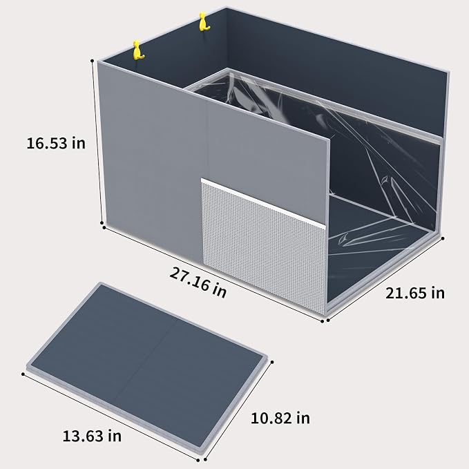 Aokeyee 2PCS Cat Litter Box Enclosure Splash Guard, Gray Waterproof | 27.16x21.65x16.53, Removable PVC Mat with 2 Hooks, Foldable Anti-Leakage Dust Control - Image 9