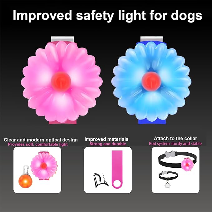 AHJ Dog Collar Light, 2 Pack Dog Safety Lights for Night Walking, USB-C Rechargeable Dog Light Clip-On LED for Kids' Backpacks, Dogs, Runners, Joggers, Cyclists, Camping & Hiking (Pink and Blue) - Image 4