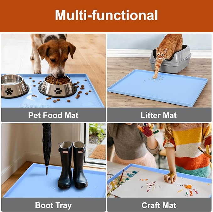 34" x 22" Extra Thick Silicone Mat Waterproof with Raised Edge, Blue | Under Sink Mat for Kitchen & Bathroom, Kitchen Cabinet Liner, Multi-Purpose for Storage & Protection - Image 8