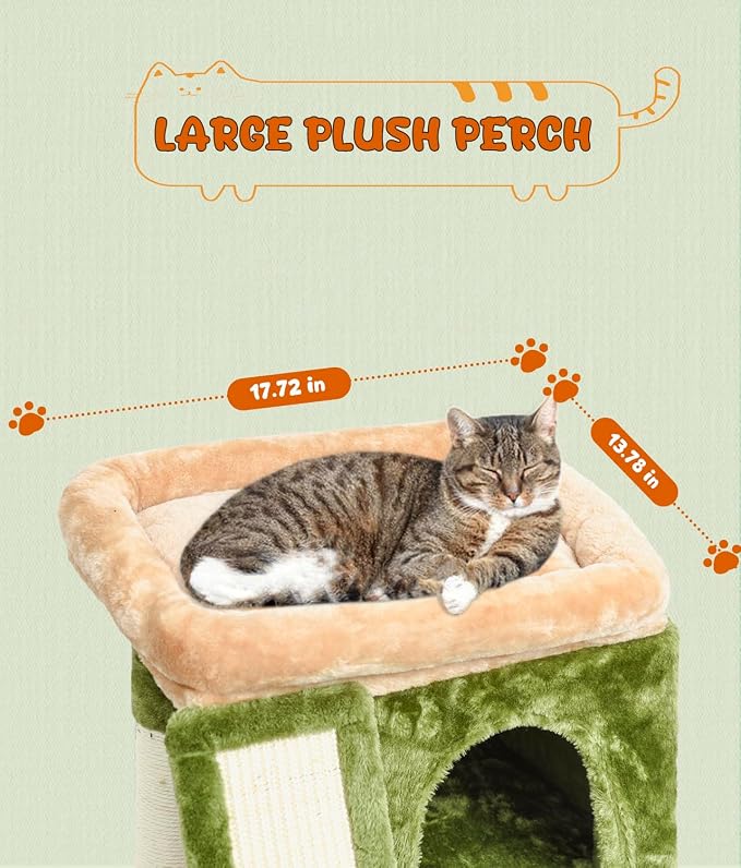 SYANDLVY Small Cat Tree for Indoor Cats, Cat Tower with Scratching Post, Modern Activity House for Large Cats, Condo with Board, Kittens Cave - Image 4