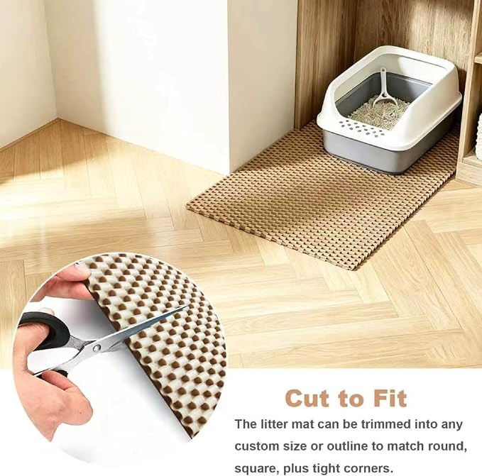Cat Litter Mat, 35"x23" Large Litter Trapping Mat for Litter Box | Waterproof, Non-Slip Kitty Pad, Urine-Resistant, Scatter Control, Cut to Fit - Image 5