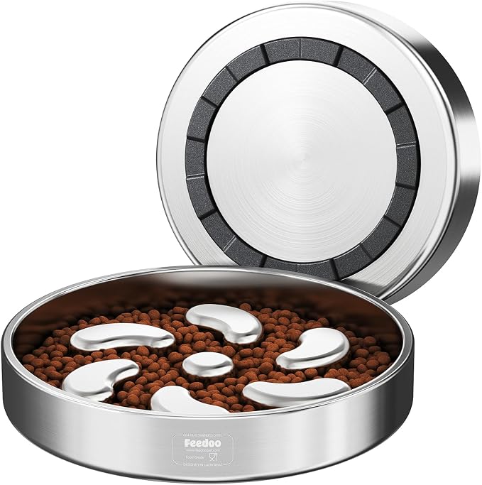 Feedoo Slow Feeder Dog Bowl-3Cups for Large Breeds, Double Wall Food-Grade Stainless Steel, Heavy Duty with Non-Slip Rubber Base, Puzzle Maze Bowl to Slow Down Eating by BestforYourPetsHealth