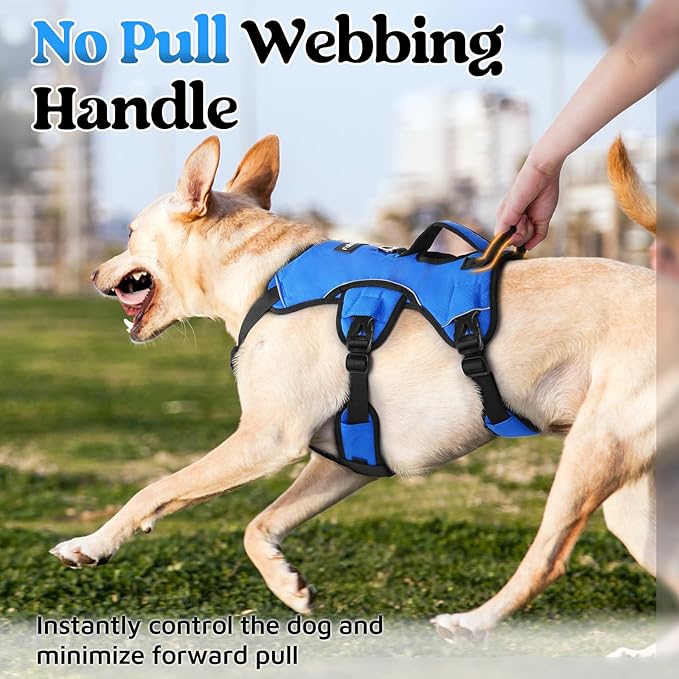 rabbitgoo Escape Proof Dog Harness for Large, No Pull with Lift Handle | No Escape, Full Soft Padded, Reflective Adjustable Vest, Leash Clip for Walking Hiking Training, Blue, Large - Image 4