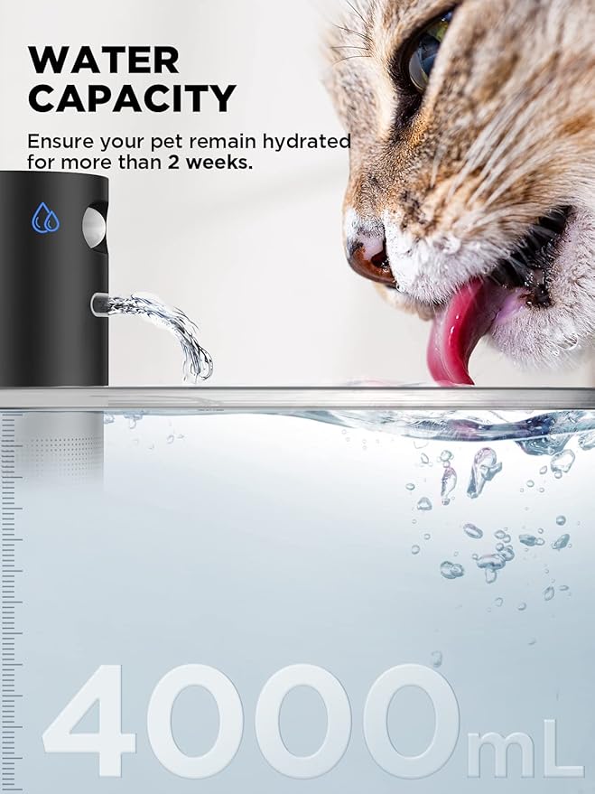 Cordless Cat Water Fountain, Battery Operated, 4L/135fl oz Stainless Steel Pet Water Fountain for Cats Dogs with Motion Sensor, Ultra Quiet Cat Drinking Fountain with 6 Filters (YPD-C004S) - Image 6