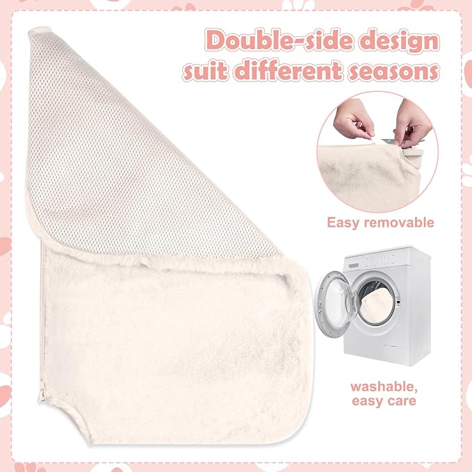 2 Pack Cat Window Perch,Cat Window Hammock Cordless Foldable Window Bed with 4 Large Strong Suction Cup,Reversible Cushion Cover,Metal Frame Easy to Adjust Window Seat Holds up to 40lbs(Beige - Image 4