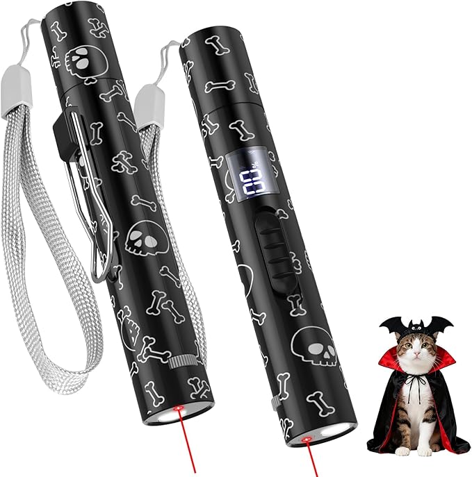 Waputne Cat Toy, 2 Pieces, Battery Level Display,Rechargeable, 7 Patterns | Interactive Chase Toy; Training & Exercise Fun; Battery Level Display Screen; Kitten Toy for Indoor Cats & Dogs by Waputnebringfuntolife