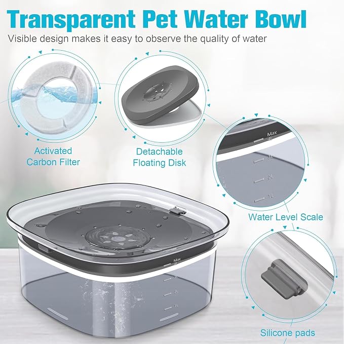 UPSKY 4L Dog Water Bowl No Spill Large Capacity Slow Drinking Water Feeder | Splash Proof, Prevent Pet Prevents Choking, Anti-Slip, Visible Water Level, Suitable for Vehicle Carried Travel and Car Trips - Image 7