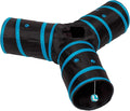 Cat Tunnel - Collapsible 3 Way Play Toy - Tube Fun for Rabbits, Kittens, and Dogs - Black/Aqua by Unknown
