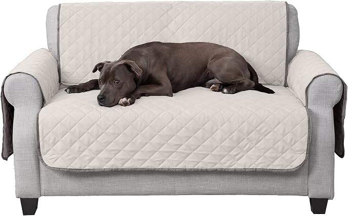 Furhaven Water-Resistant & Reversible Loveseat Cover Protector for Dogs, Cats, & Children - Two-Tone Pinsonic Quilted Living Room Furniture Cover - Gray/Mist, Loveseat - Image 2